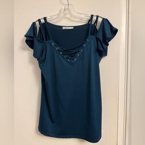Ricki's Teal Cold Shoulder Blouse